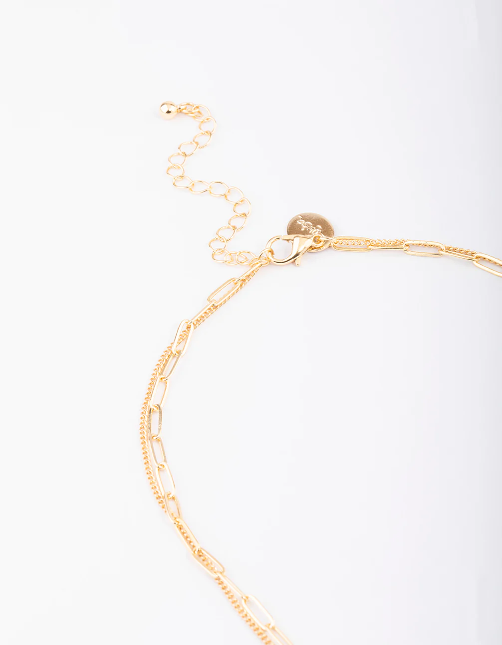 Gold Layered Textured Square Necklace & Earrings Set - Image 3