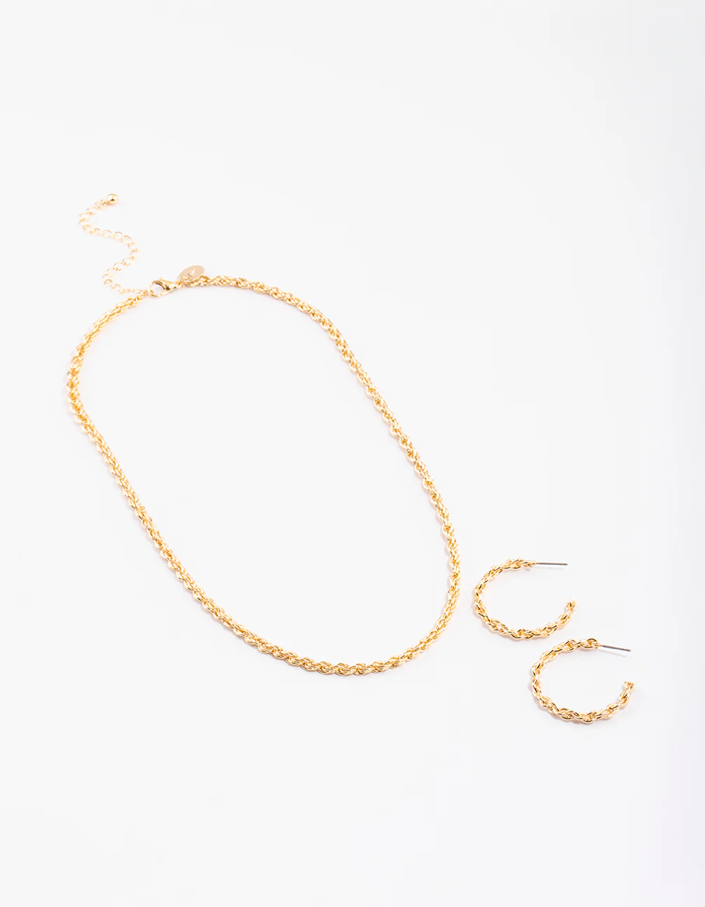 Gold Medium Twist Chain Necklace & Earrings Set - Image 2
