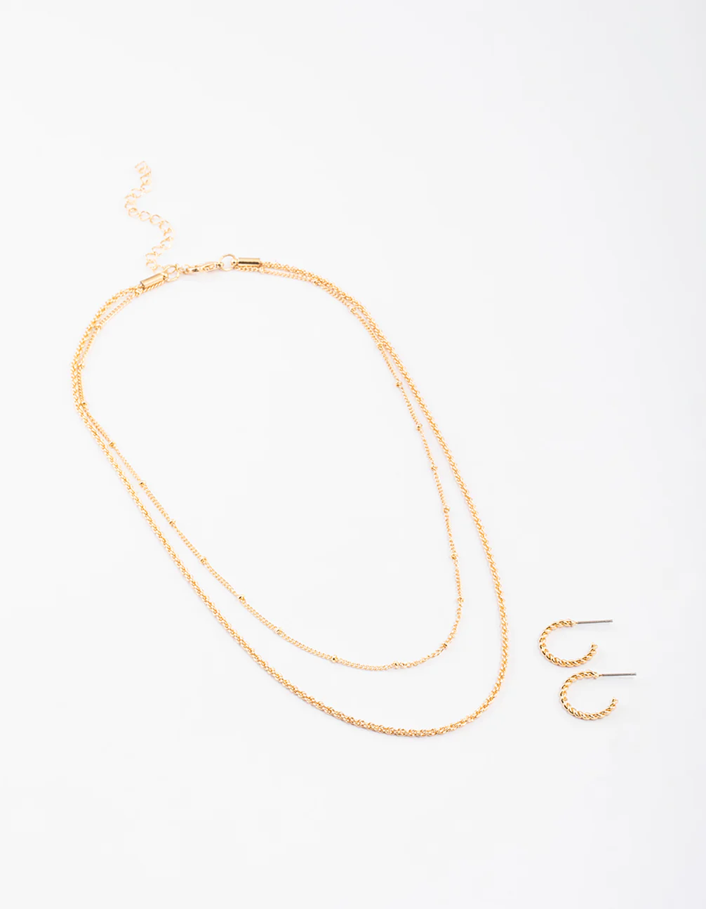 Gold Twist Station Necklace & Earrings Set - Image 2