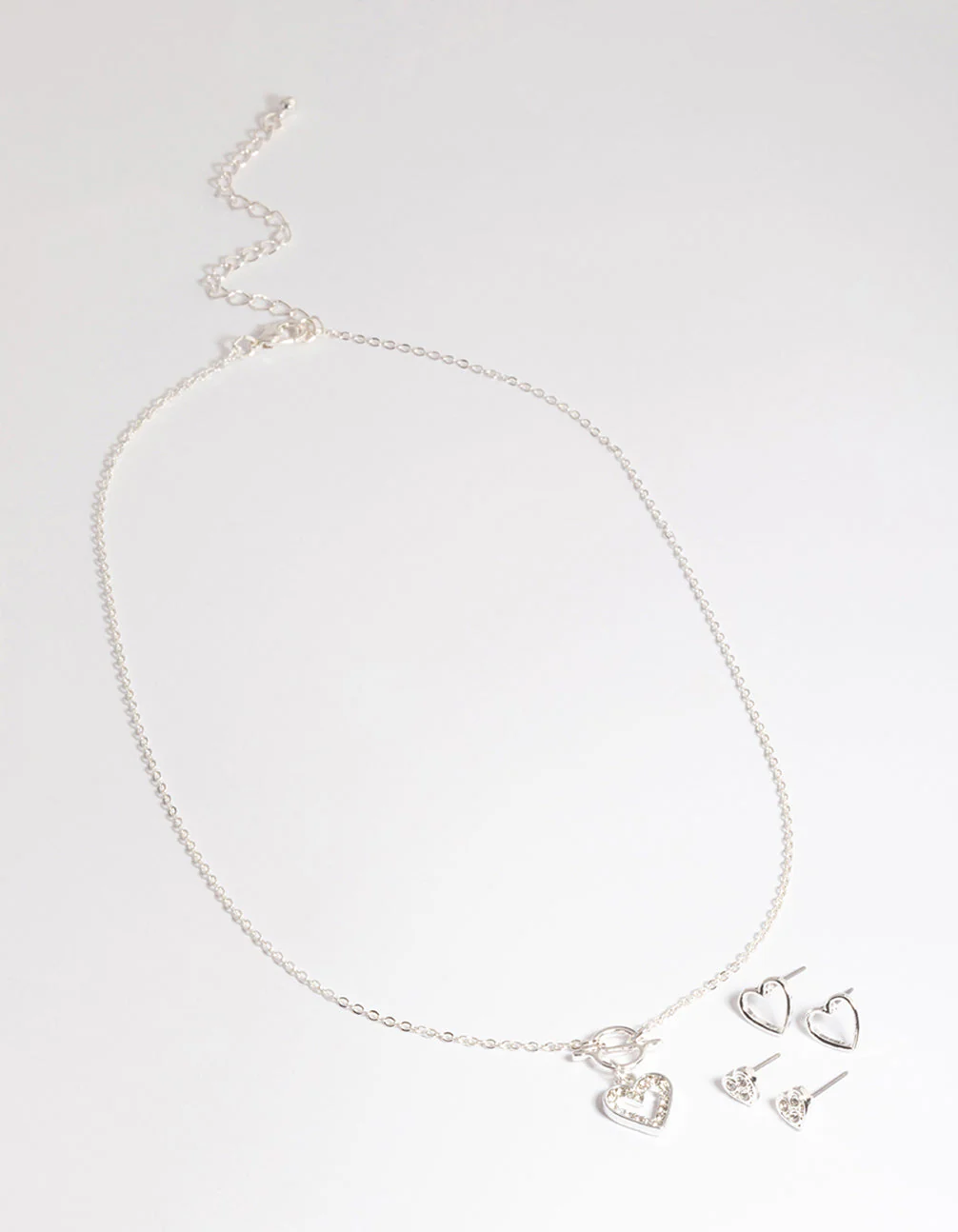 Silver T&O Heart Motif Jewellery Set - Image 2