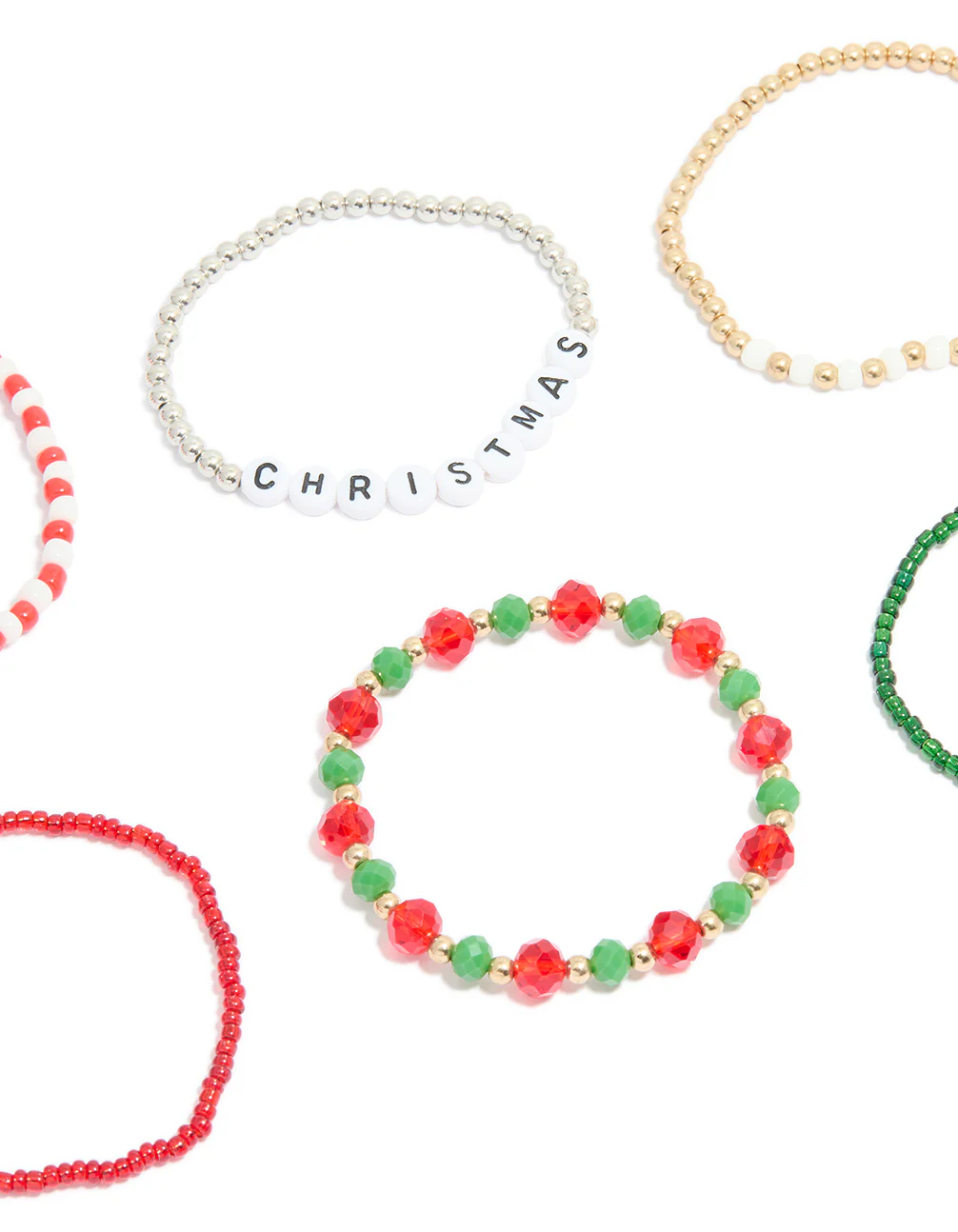 Multicoloured Beaded Festive Stretch Bracelets 5-Pack - Image 2