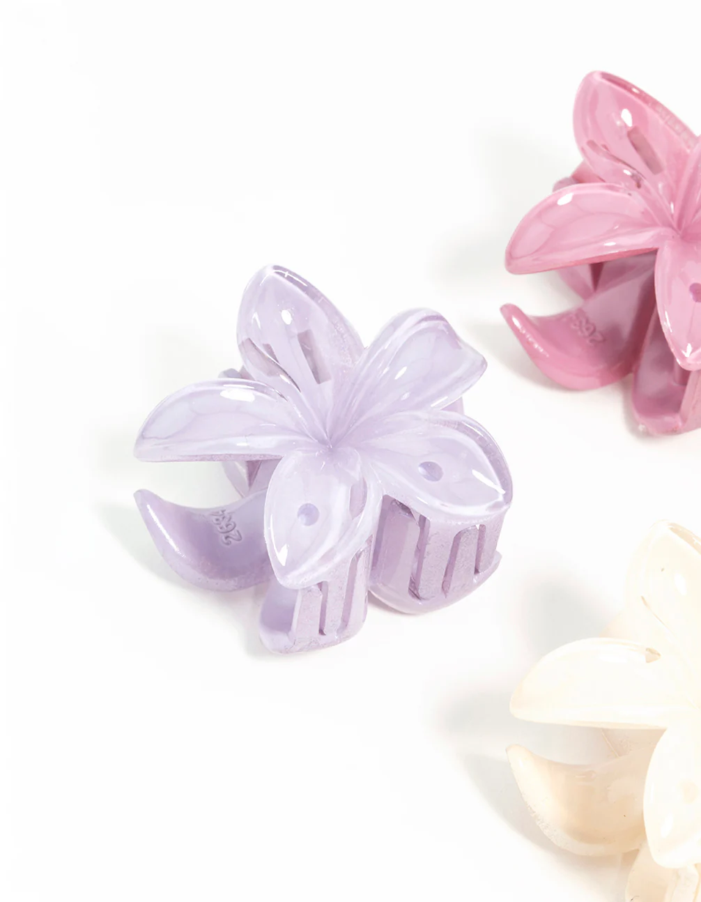 Multicoloured Mini Frangipani Claw Clips 4-Pack - Image 2