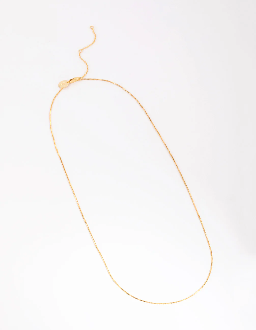 Gold Plated Long Box Chain Necklace - Image 2