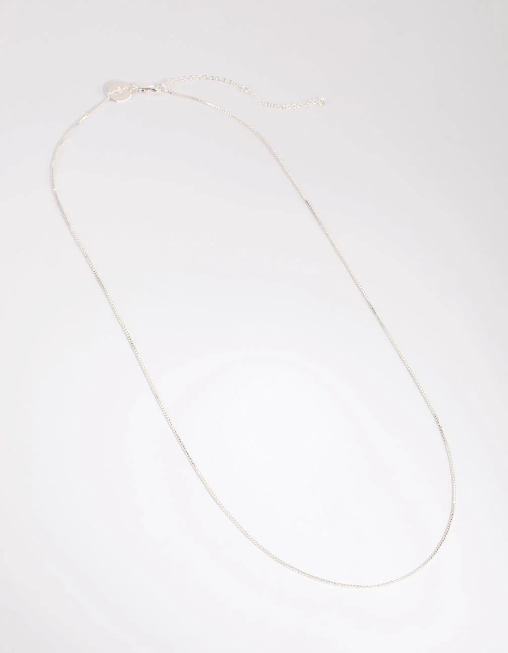 Silver Plated Long Box Chain Necklace - Image 2