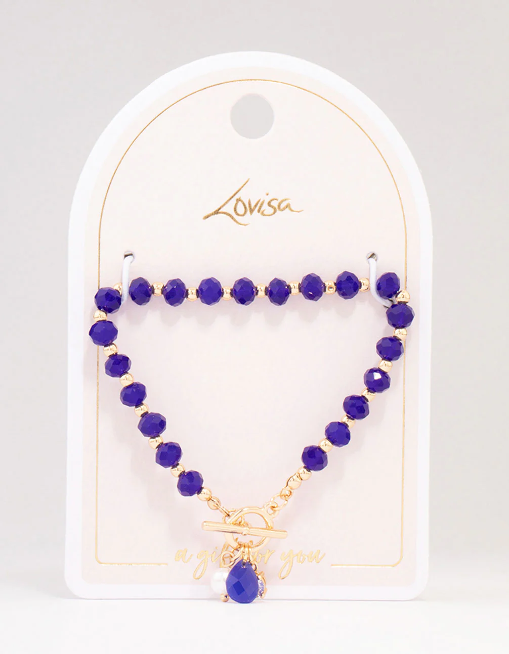Navy Beaded & Diamante Bracelet - Image 2