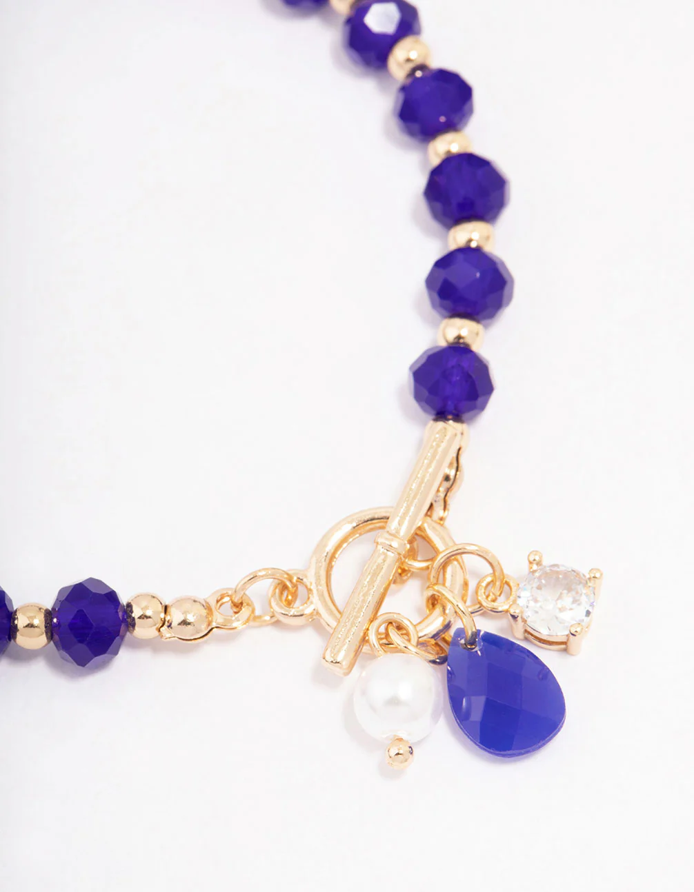 Navy Beaded & Diamante Bracelet - Image 3