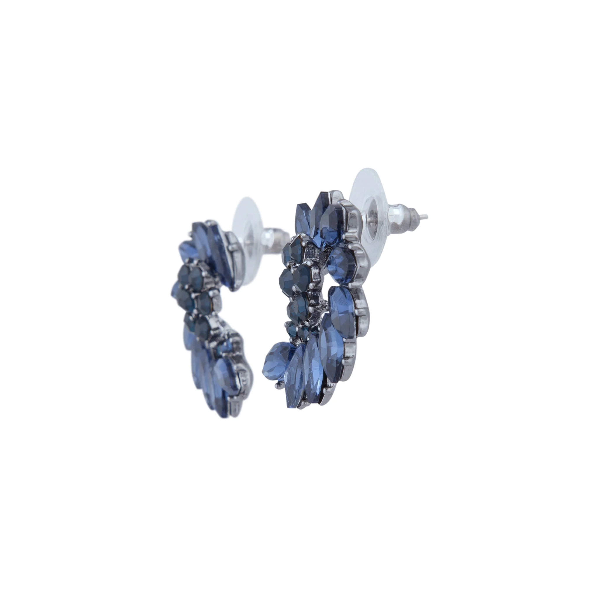Navy Marquise Half Moon Cluster Stud - Image 3