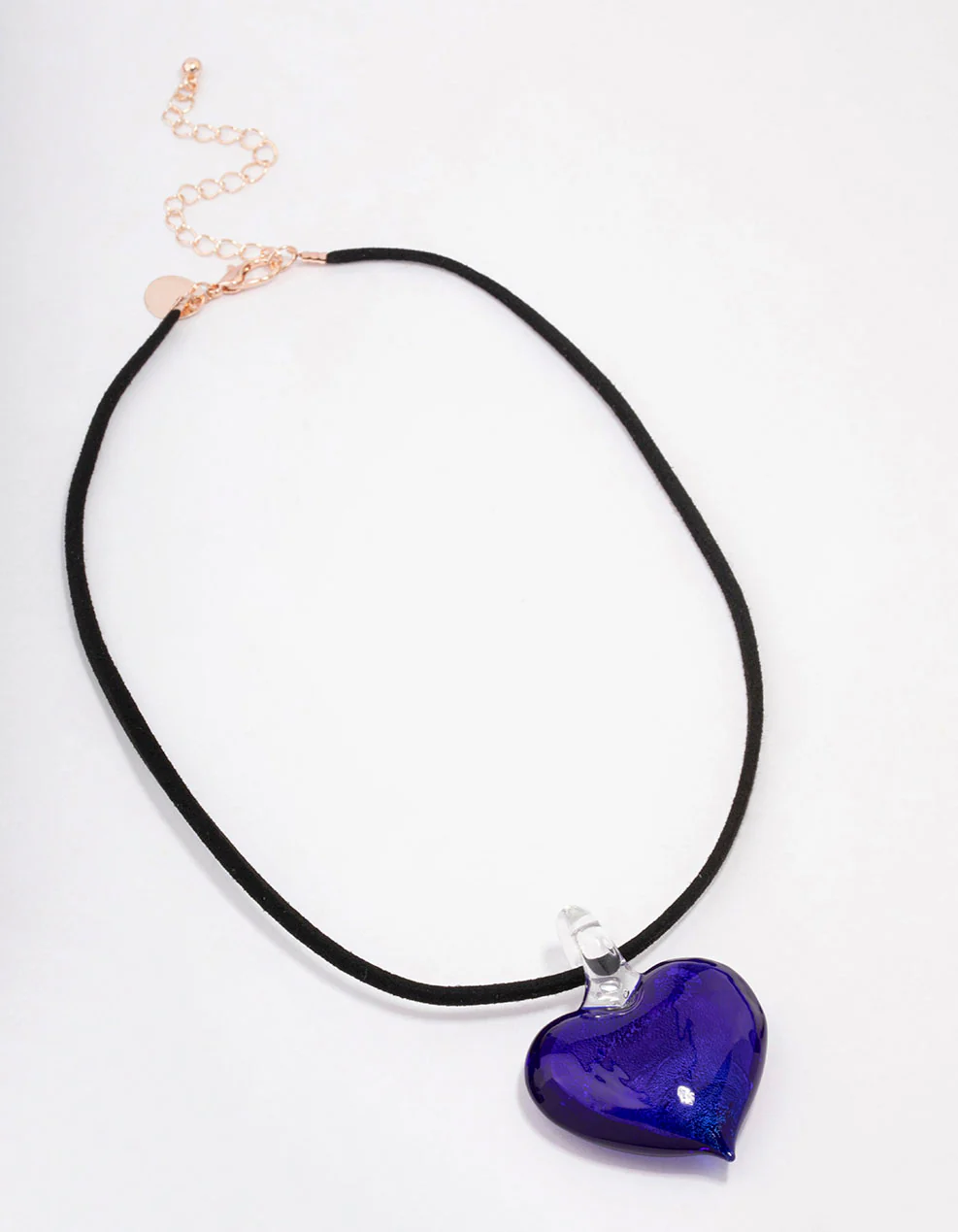 Navy Puffy Love Heart Cord Necklace - Image 2