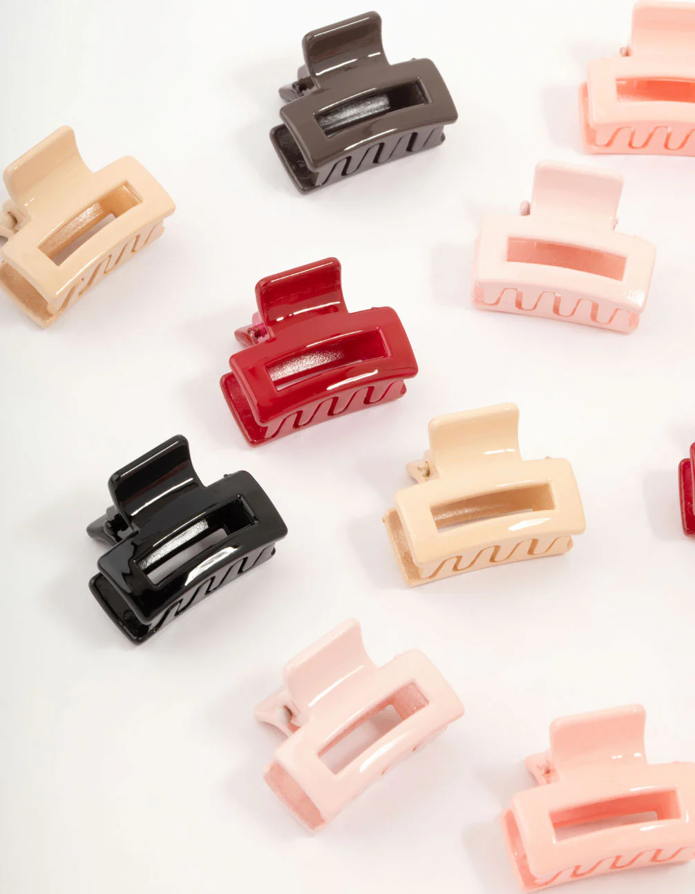 Multicoloured Open Mini Rectangle Claw Clips 12-Pack - Image 2