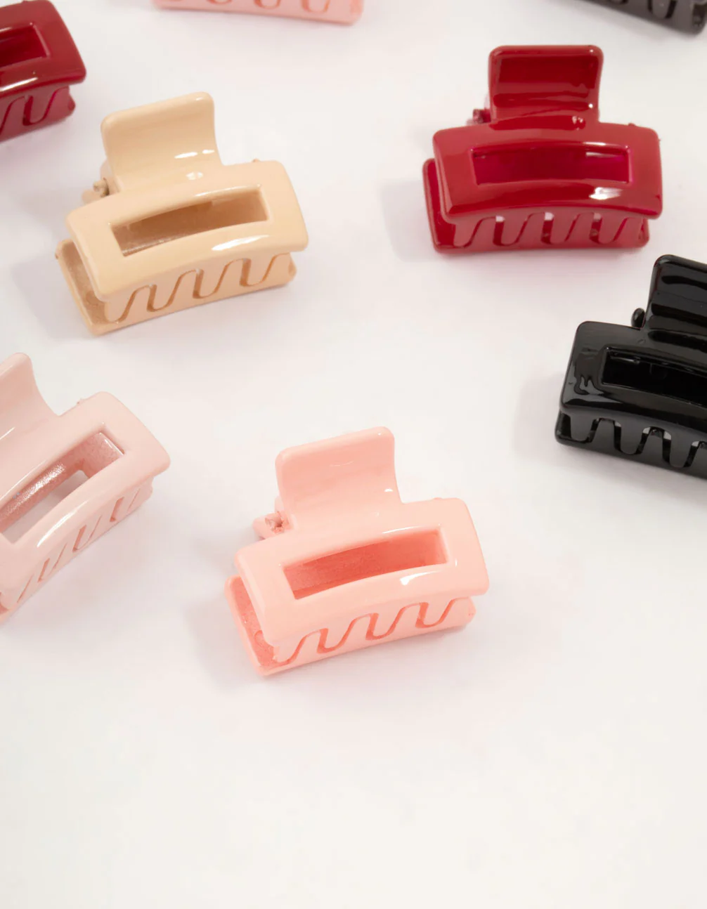Multicoloured Open Mini Rectangle Claw Clips 12-Pack - Image 3
