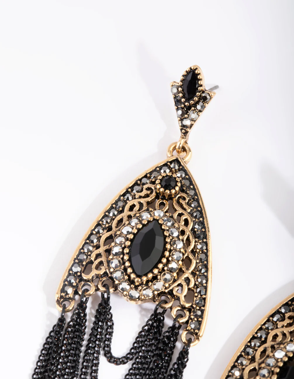 Gunmetal Chain Drop Earrings - Image 2