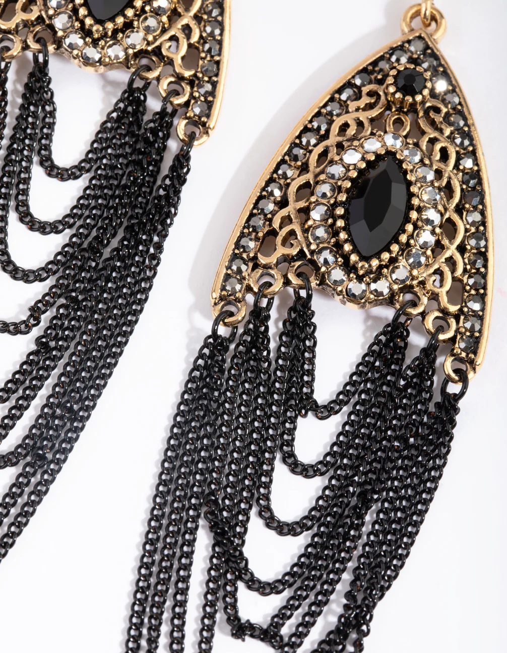 Gunmetal Chain Drop Earrings - Image 3