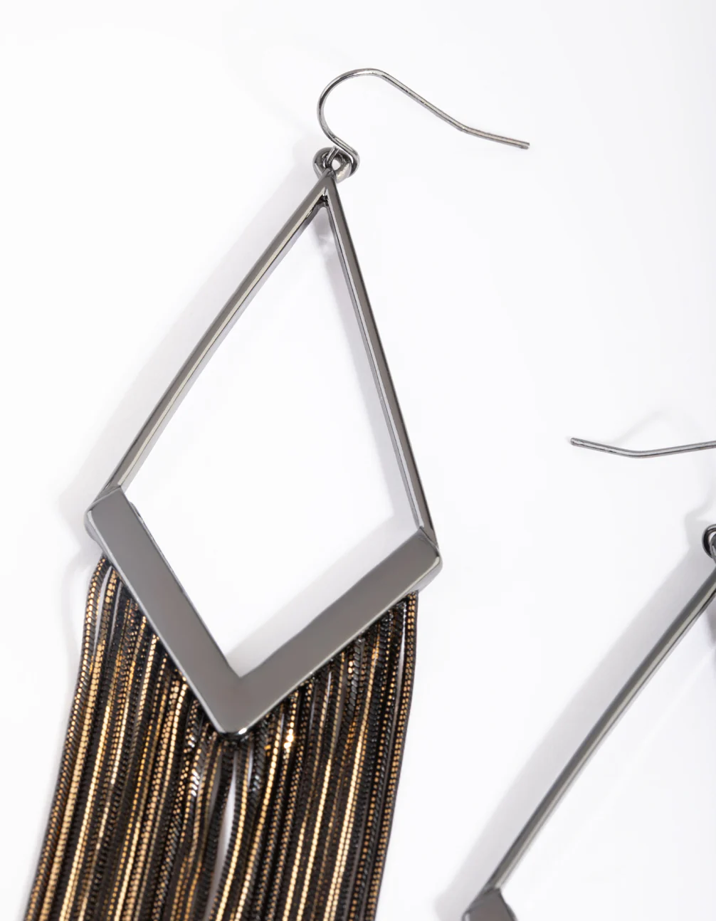 Gunmetal Snake Chain Drop Earrings - Image 2
