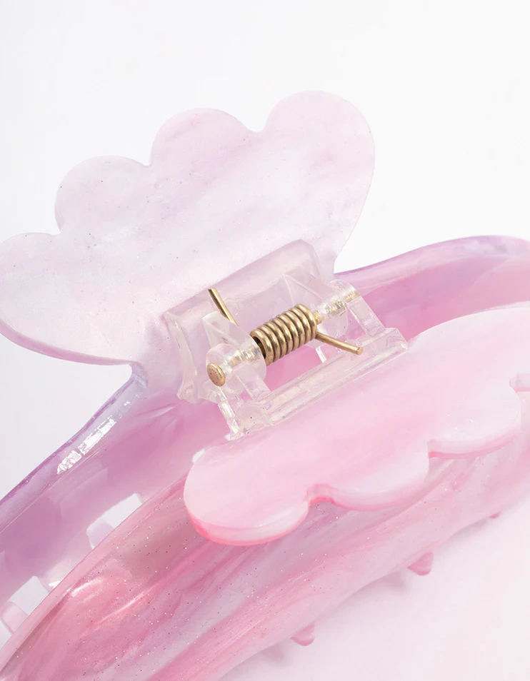 Acrylic Pink Slick Butterfly Hair Claw Clip - Image 3