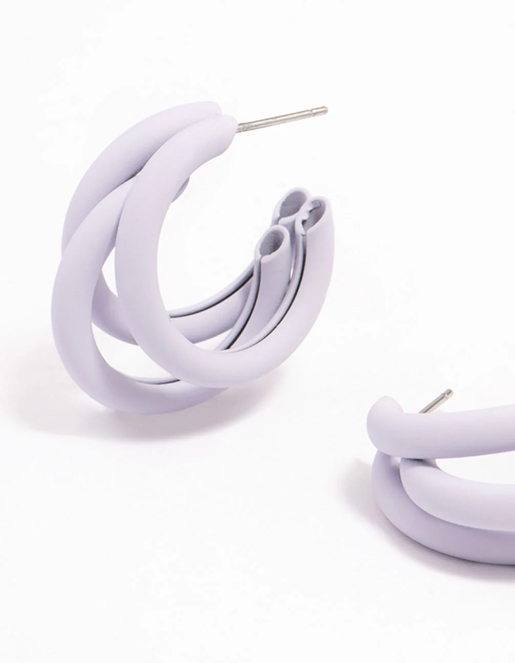 Lilac Coated Triangular Hoop Earrings - Image 2