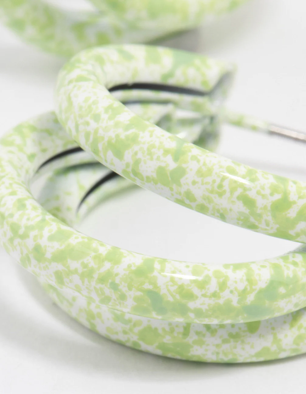 Coated Green Trio Marble Hoop Earrings - Image 3
