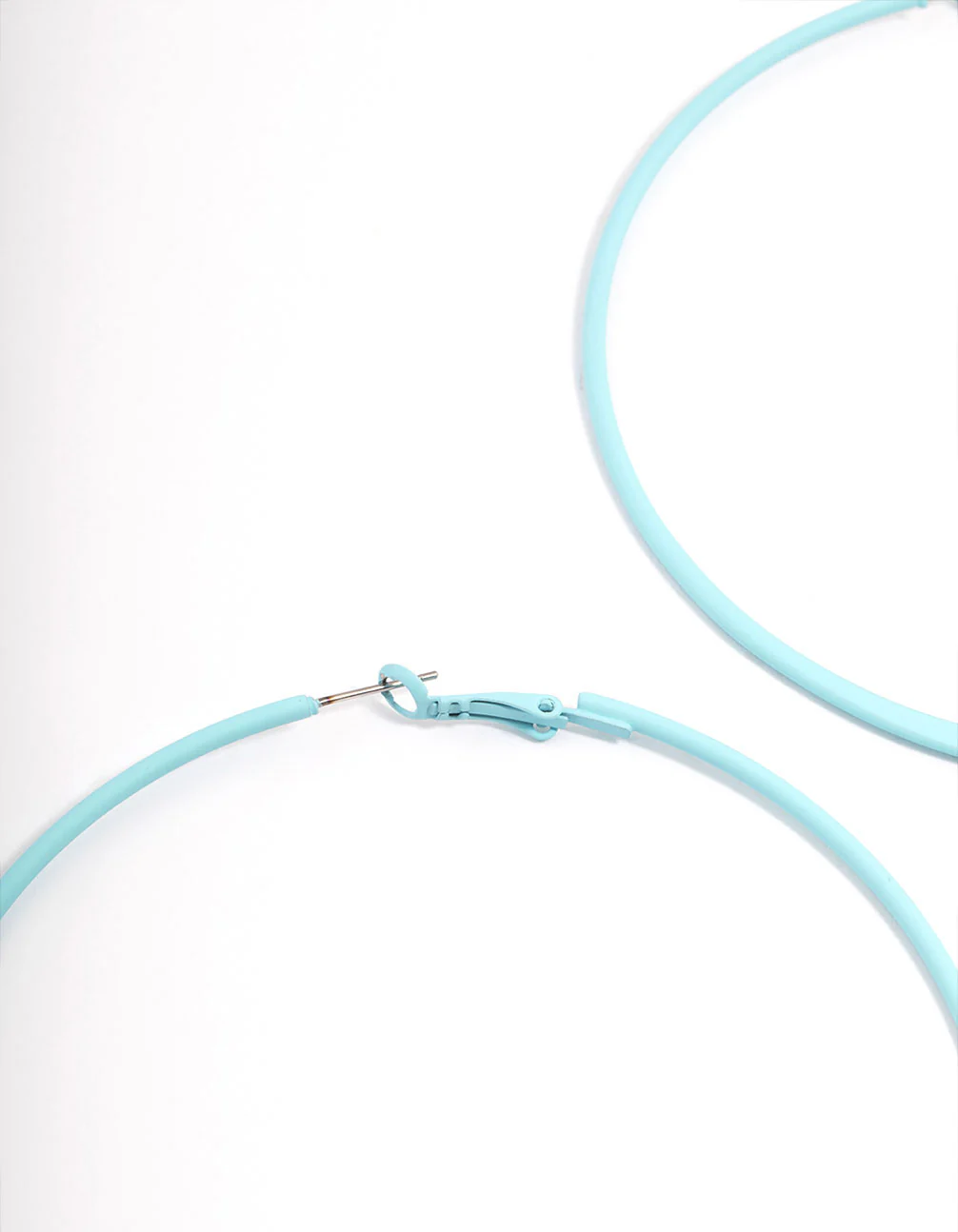 Blue Coated Felt Edge Hoop Earrings 9cm - Image 2