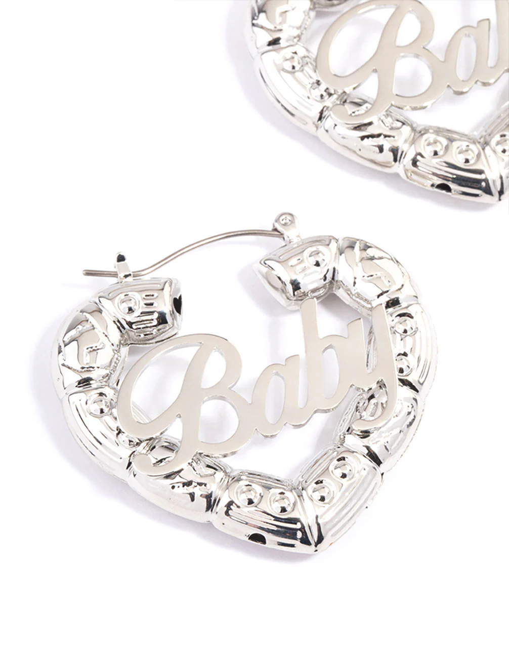 Silver Baby Statement Hoop Earrings - Image 2