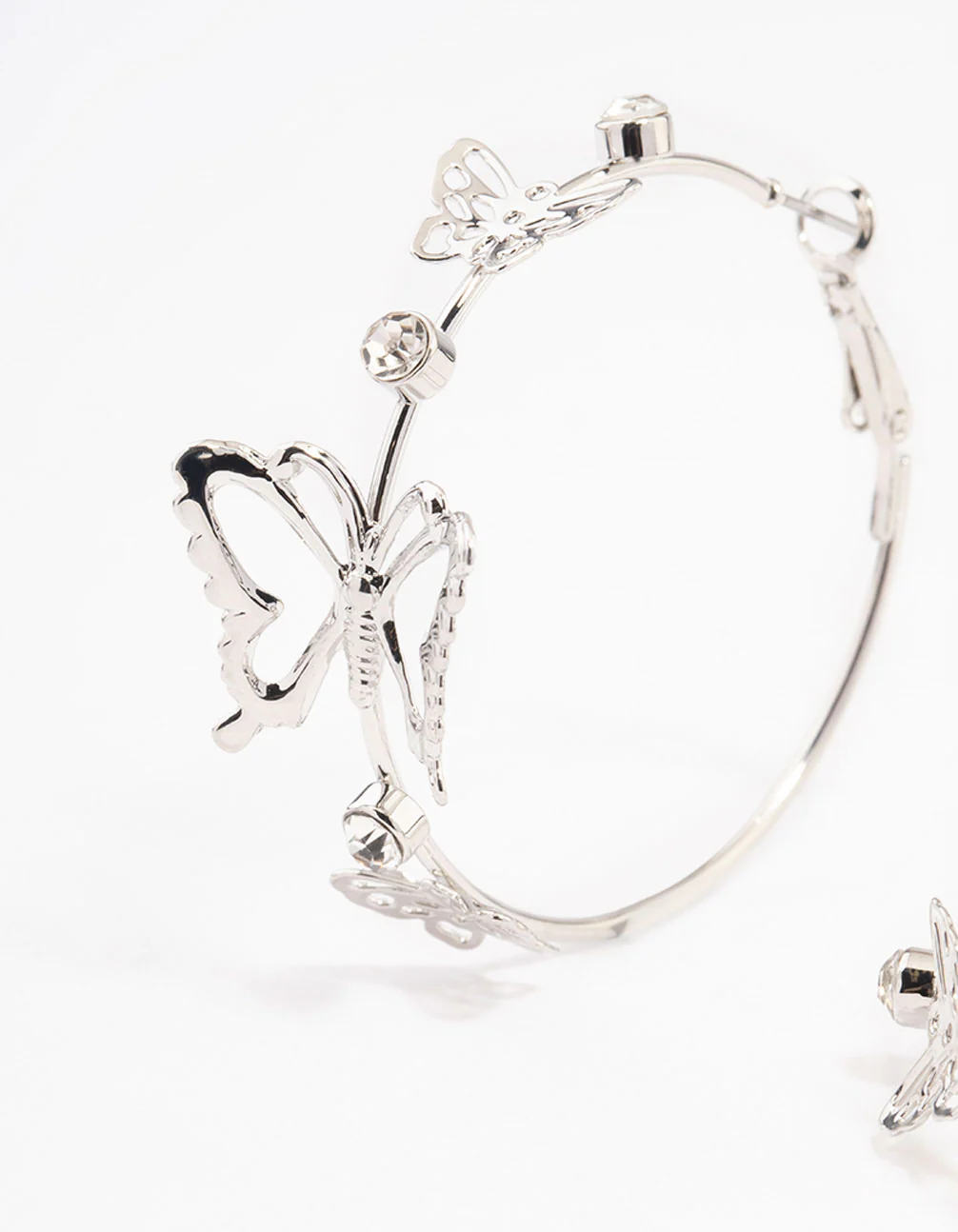 Silver Butterfly Hoop Earrings - Image 2