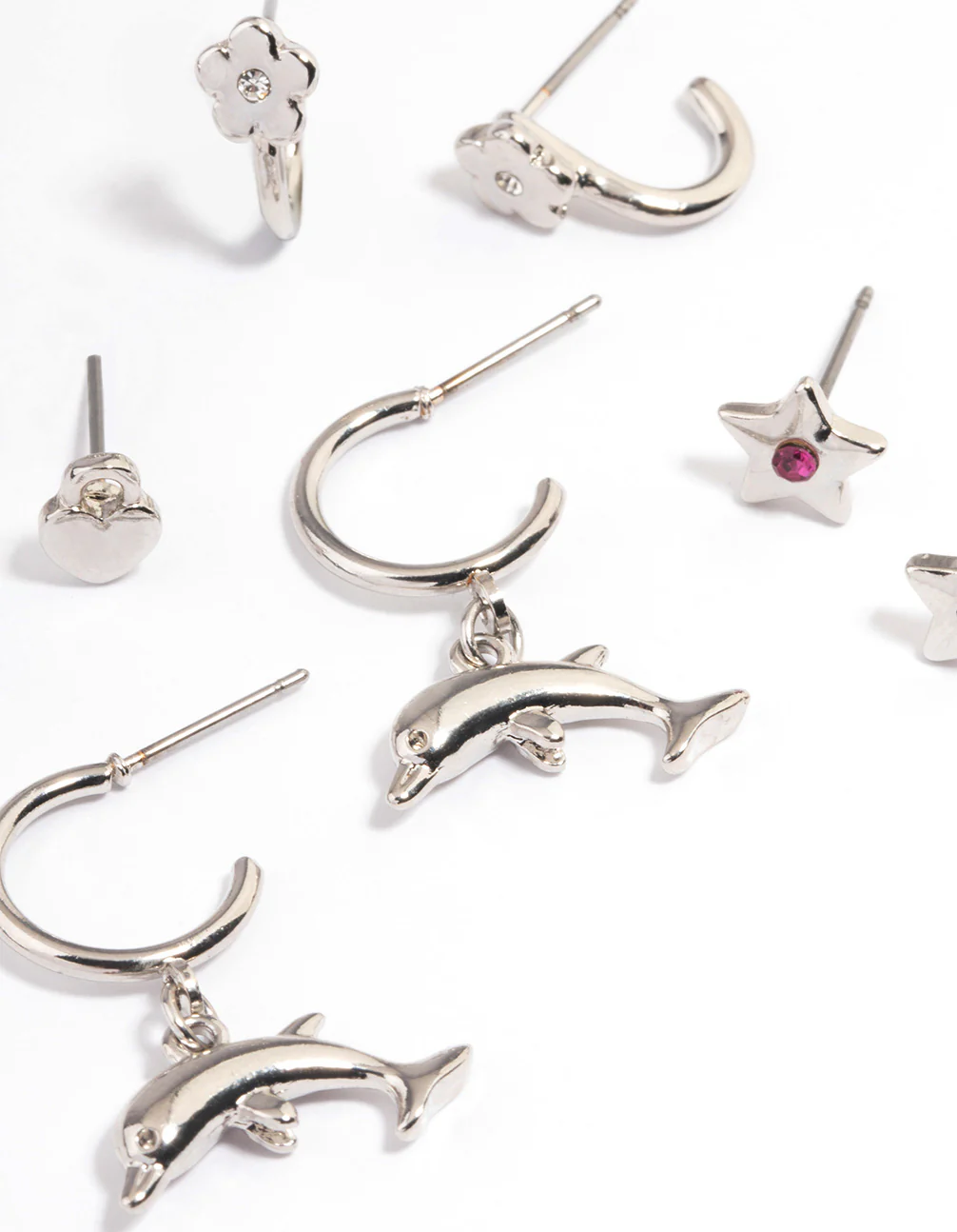 Silver Dolphin Stacker Earrings - Image 2