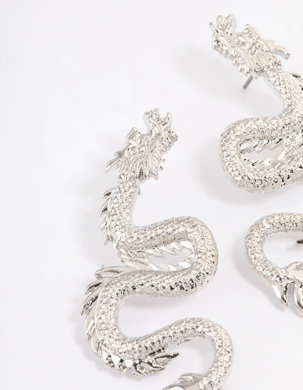 Silver Dragon Stud Earrings - Image 2