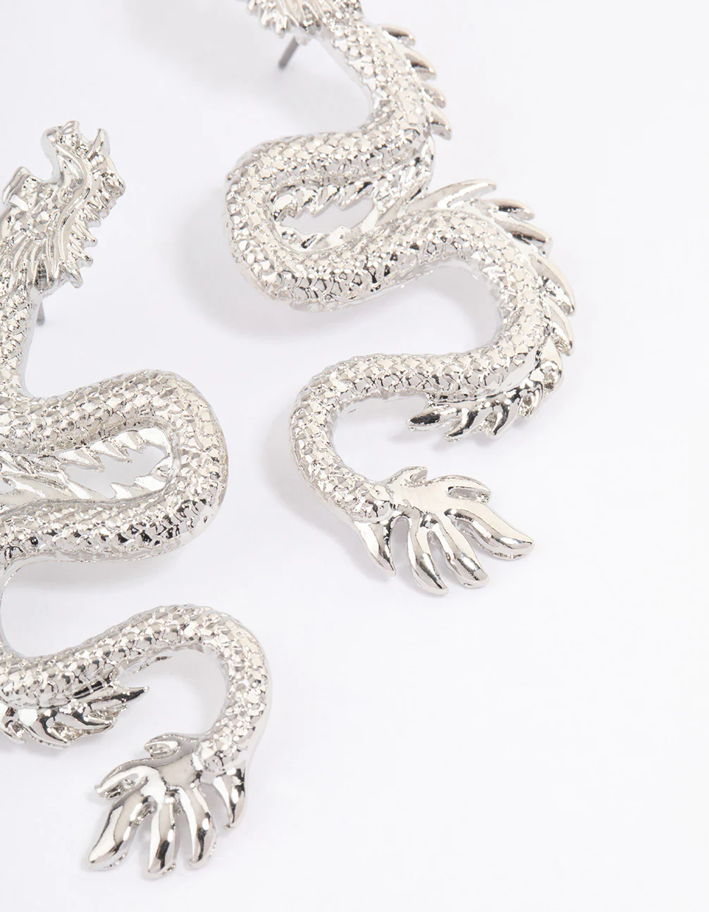 Silver Dragon Stud Earrings - Image 3