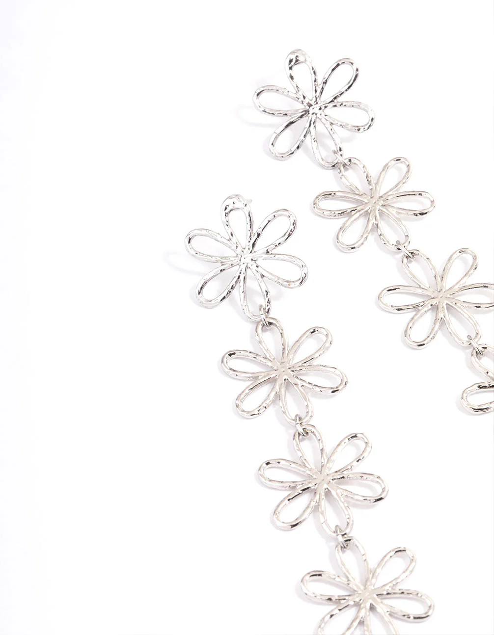 Silver Flower Drop Earrings - Image 2