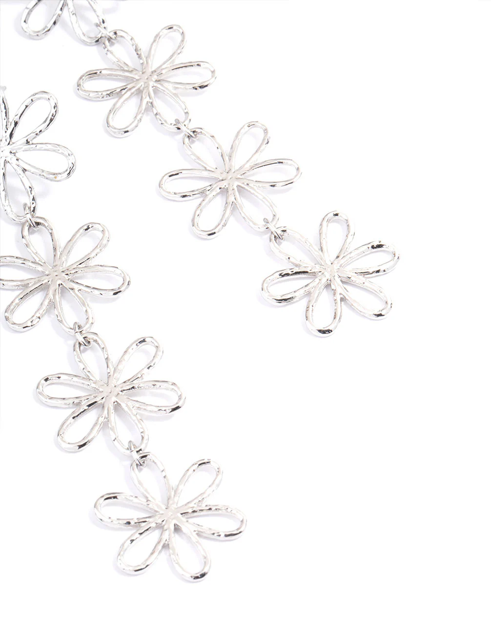Silver Flower Drop Earrings - Image 3