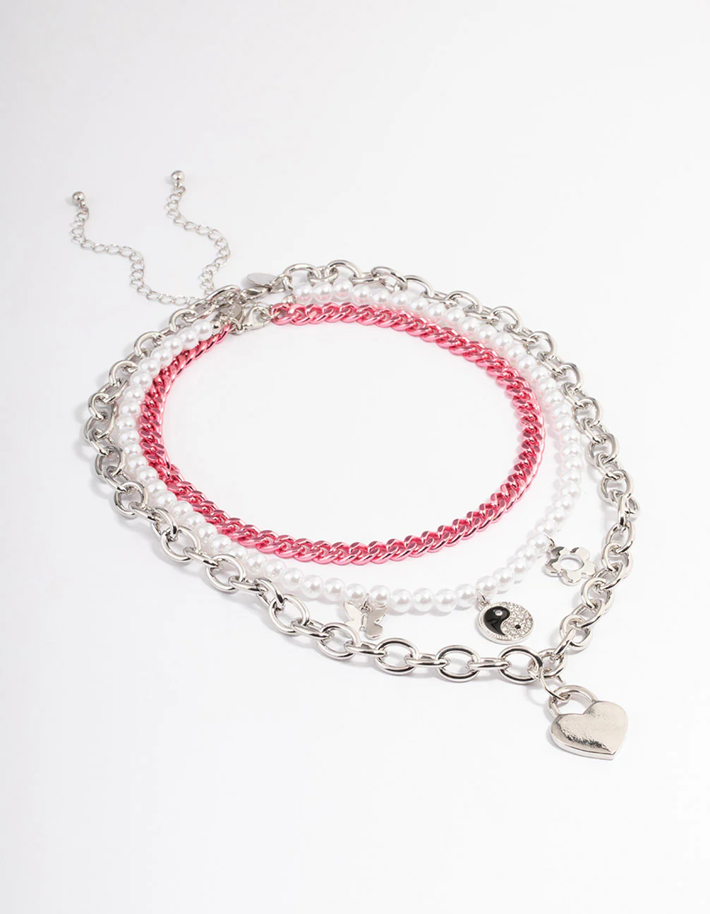 Pink Layered Charm Necklace - Image 2