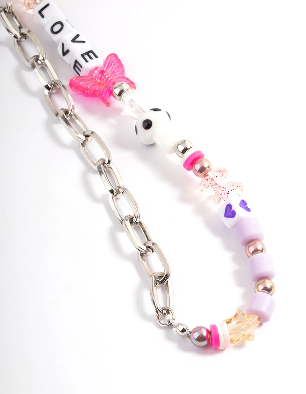 Silver Mixed Bead Chain Phone Charm - Image 2