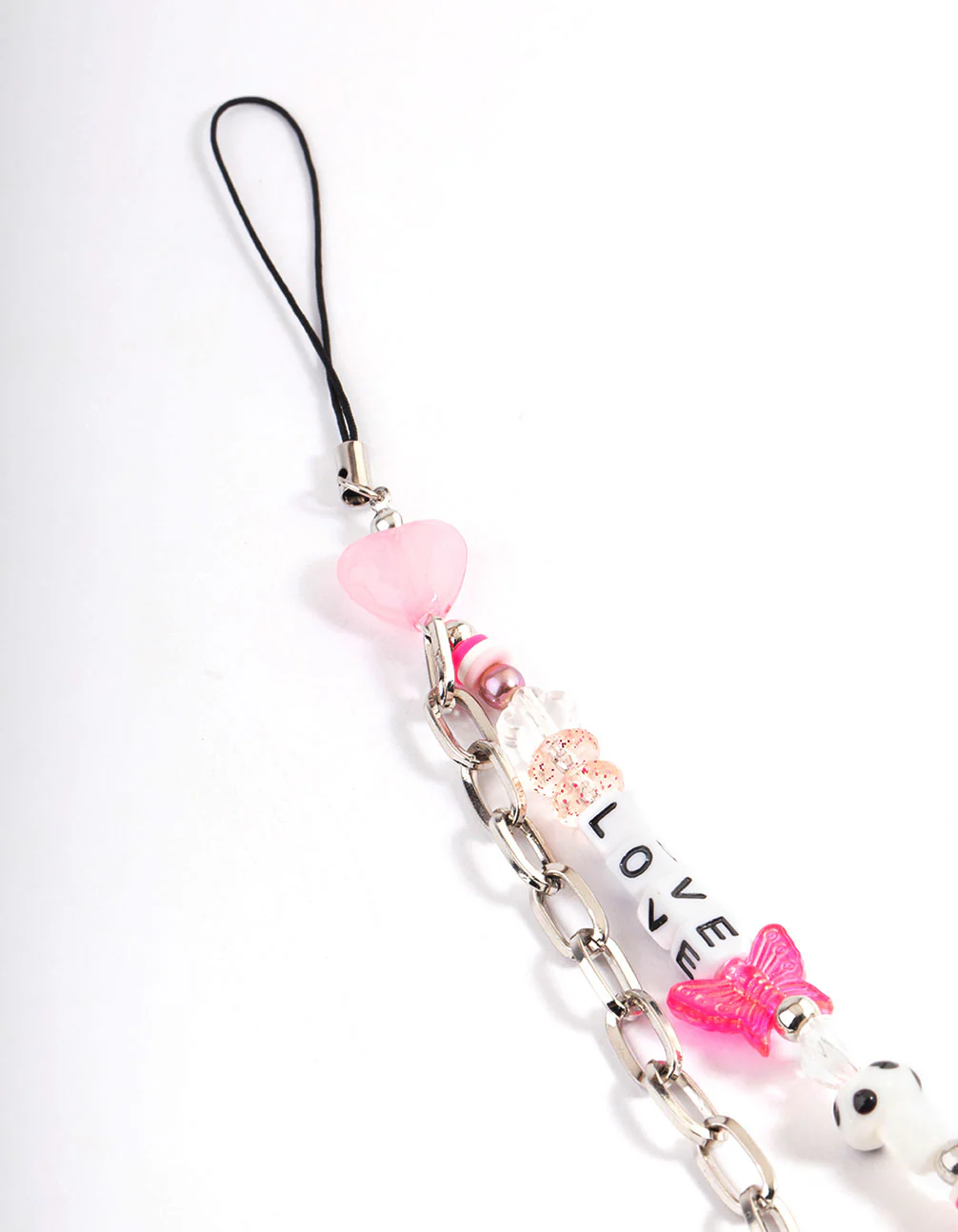 Silver Mixed Bead Chain Phone Charm - Image 3