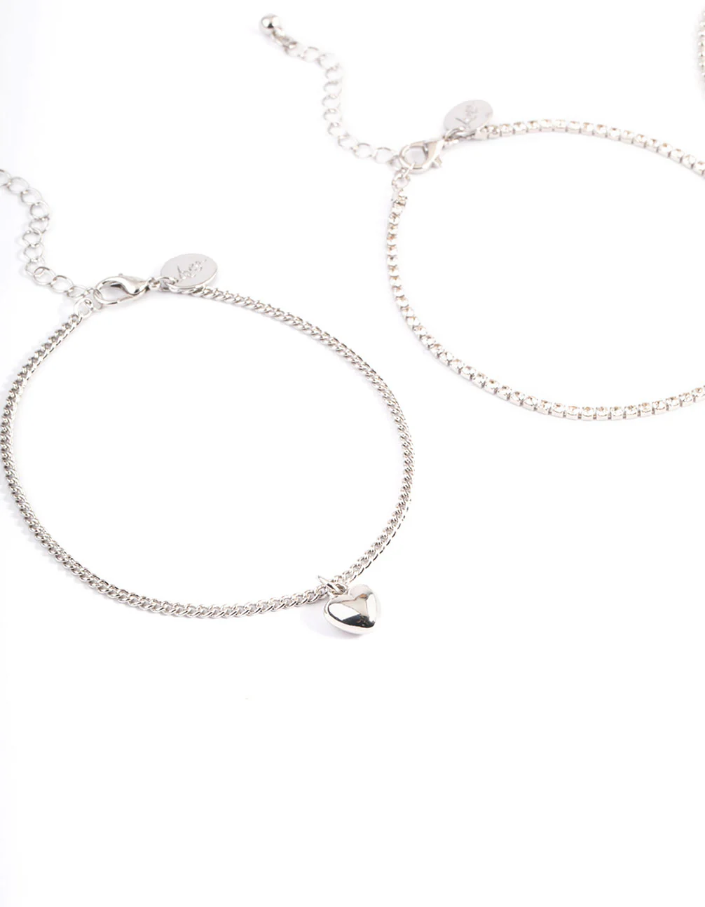 Silver Puffy Heart Multi Anklet - Image 2