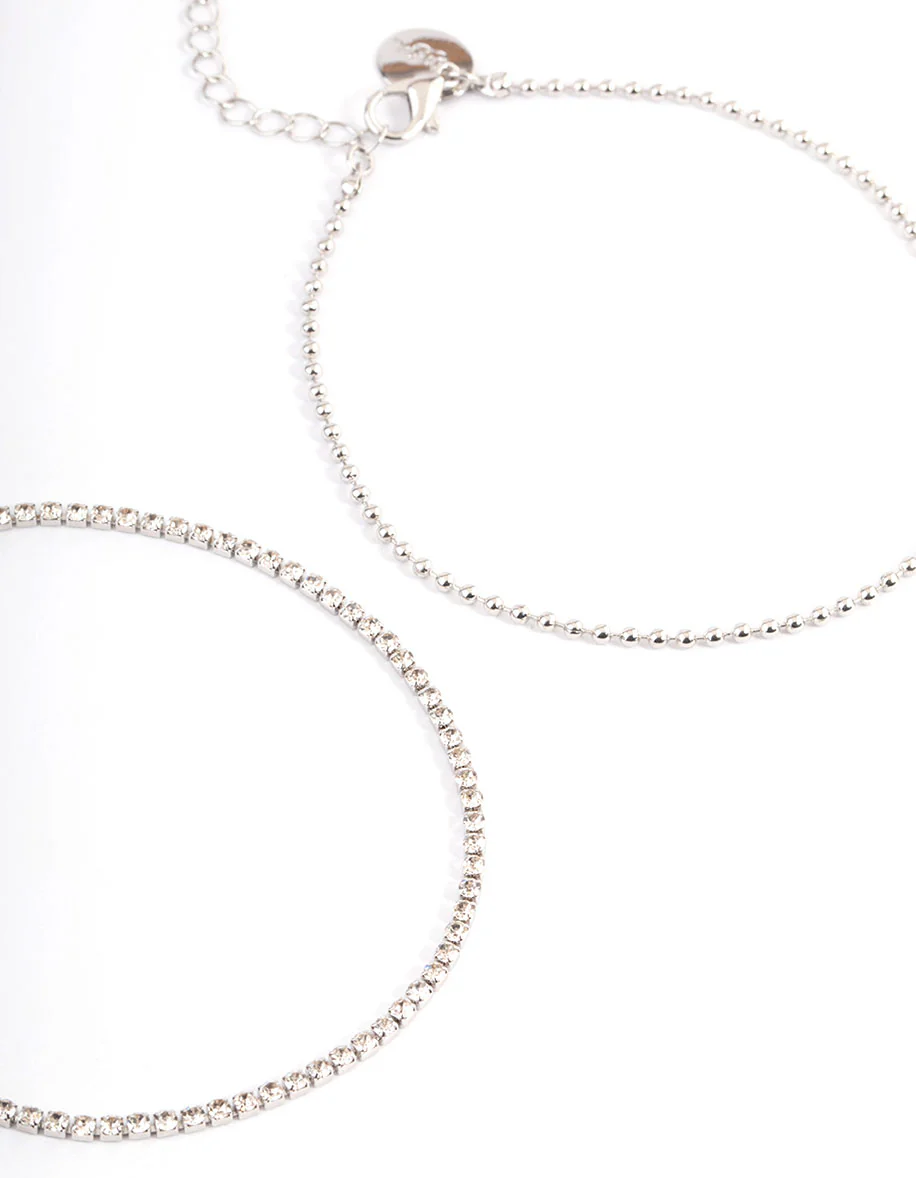 Silver Puffy Heart Multi Anklet - Image 3