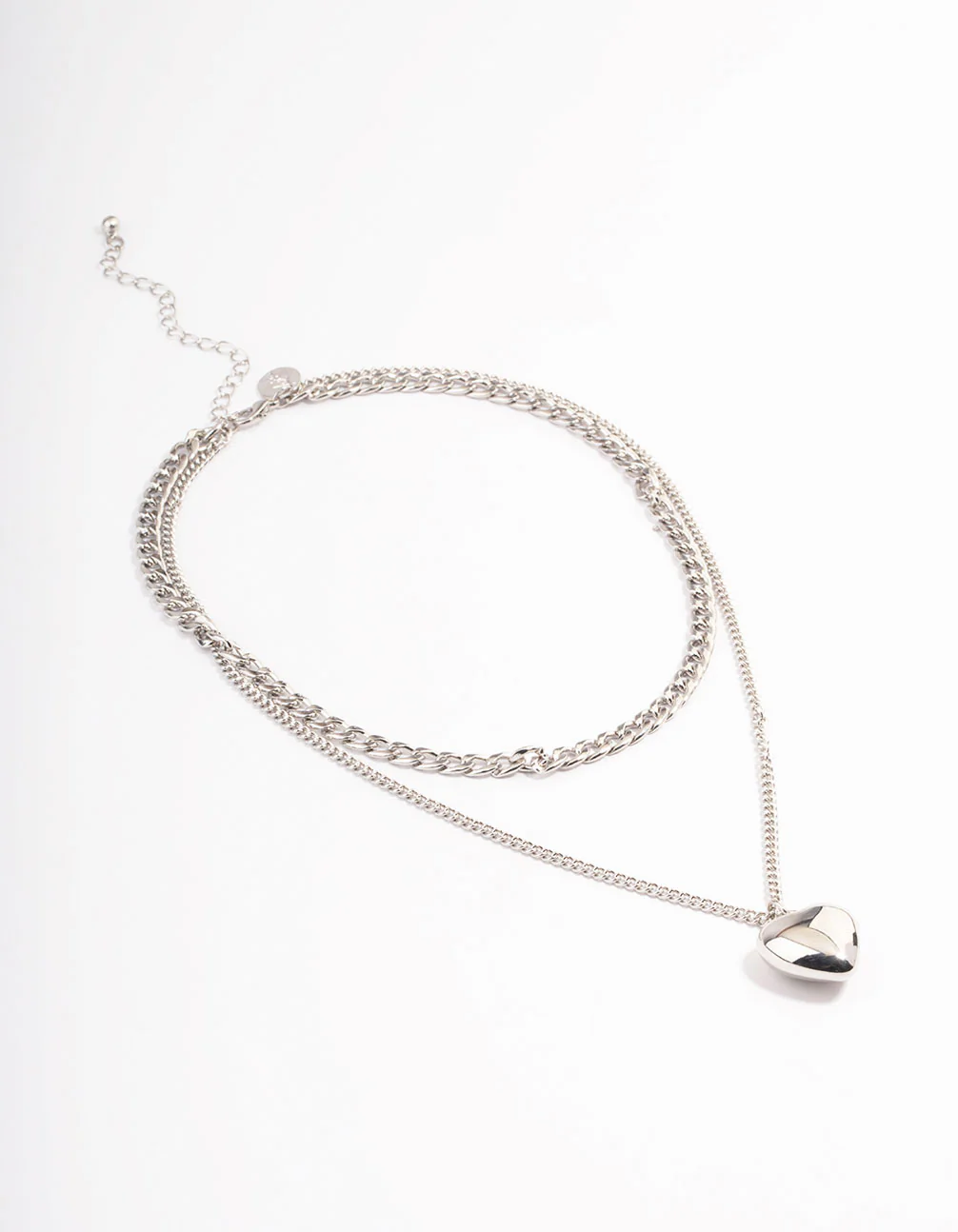 Silver Puffy Heart Multi-Necklace - Image 2