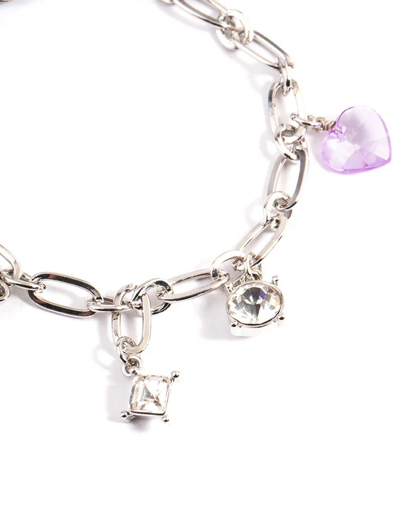 Silver Pearl Chain Charm Bracelet - Image 3