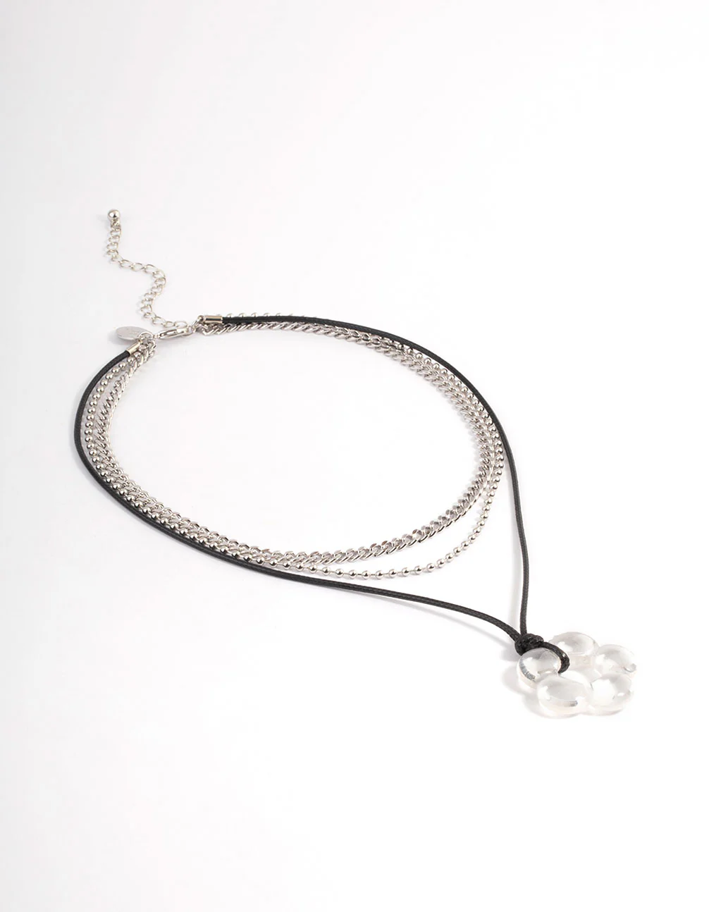Silver Acrylic Flower Necklace - Image 2