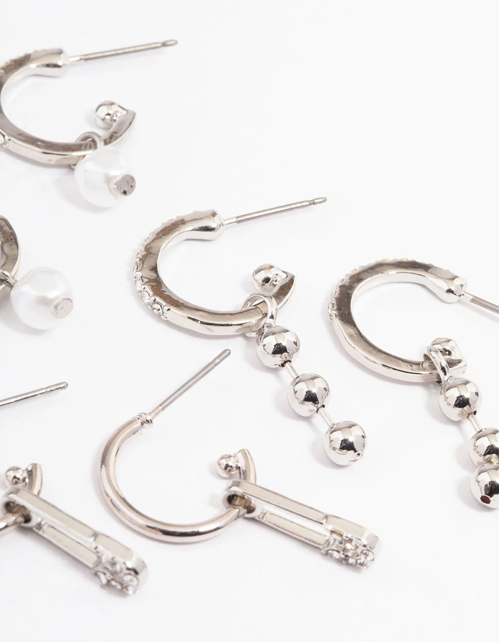 Silver Safety Pin Stacker Earrings - Image 3