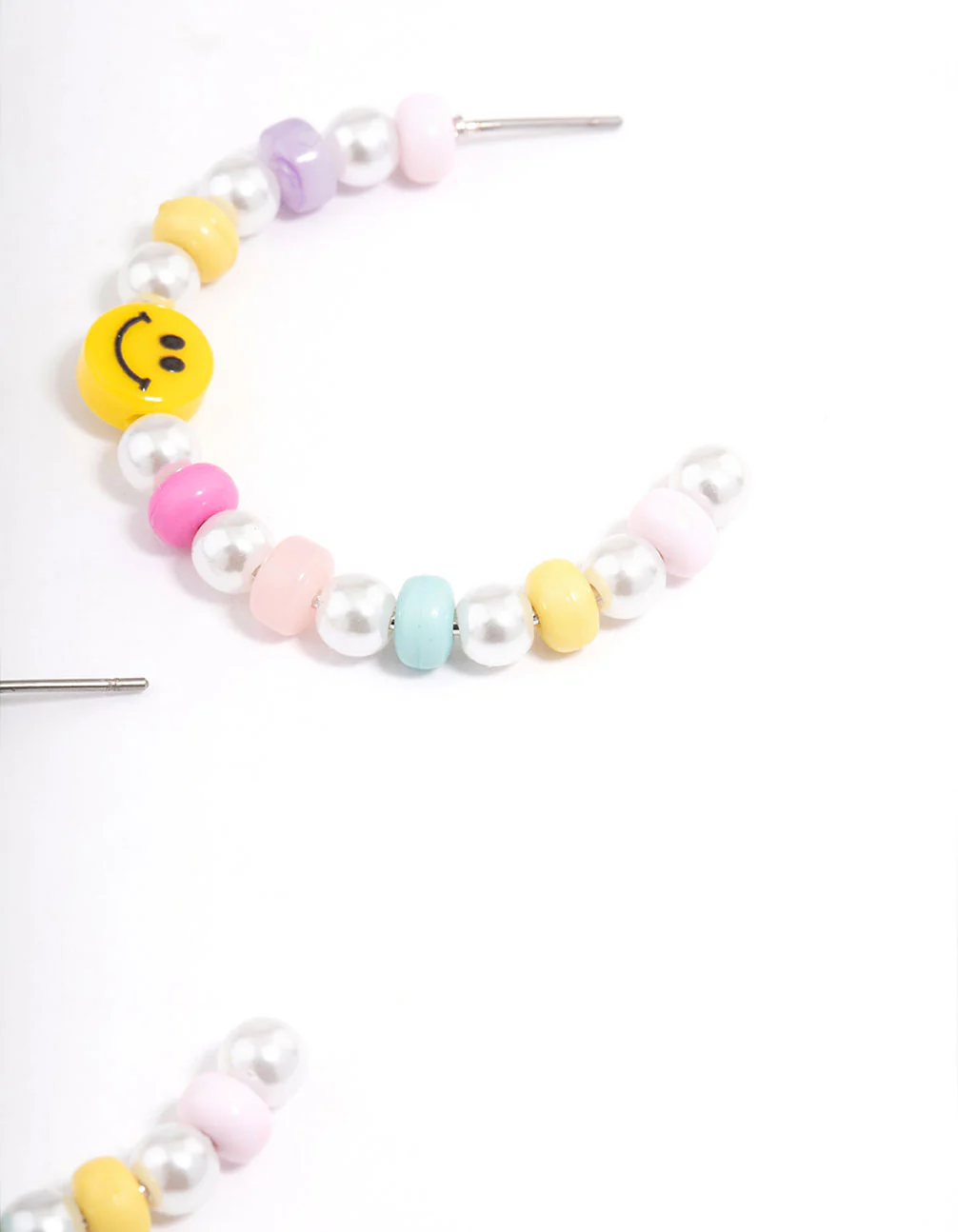 Silver Smiley Hoop Earrings - Image 3