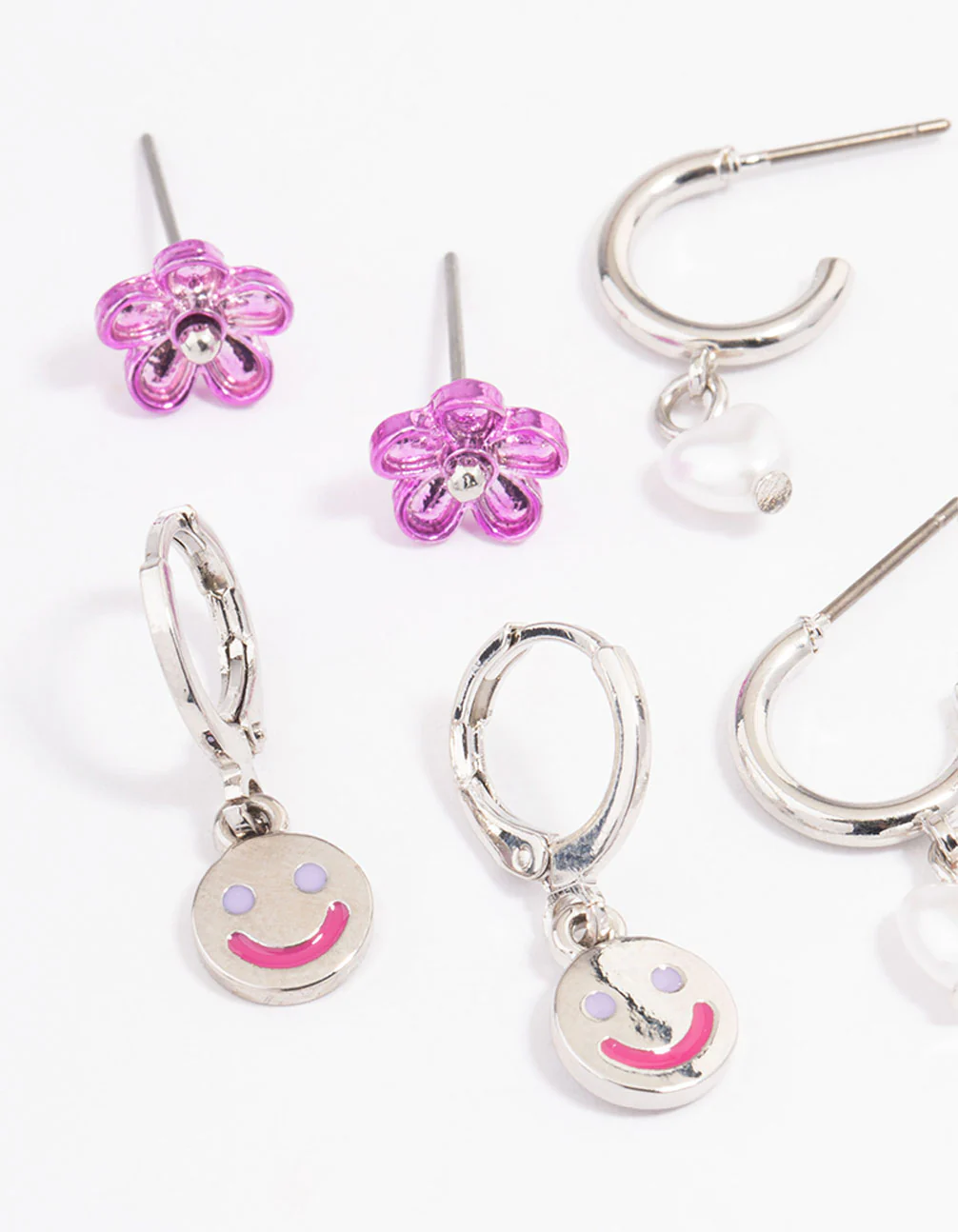 Purple Smiley Stacker Earrings - Image 2
