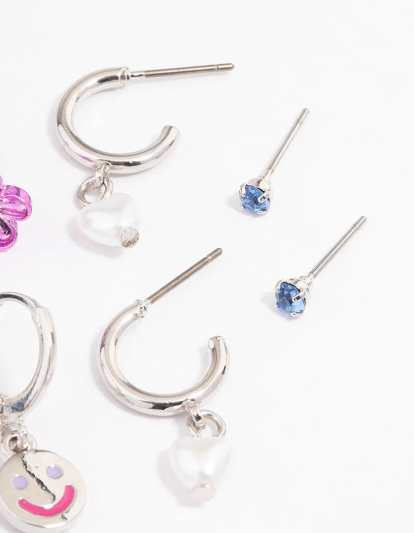 Purple Smiley Stacker Earrings - Image 3