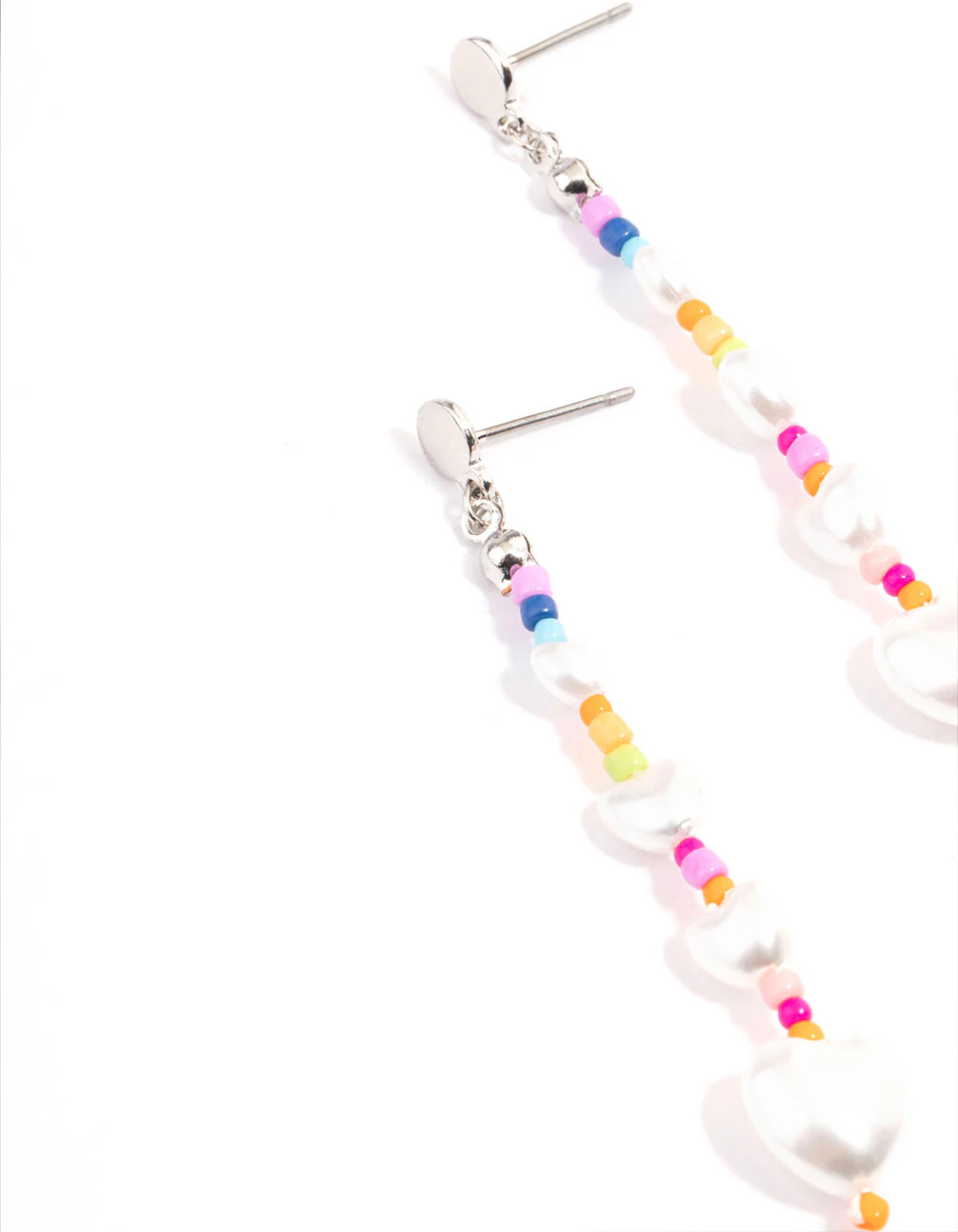 Gold Bead Heart Drop Earrings - Image 2