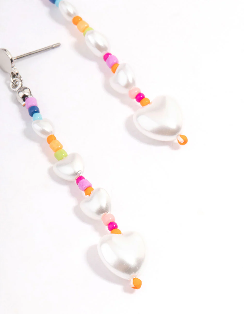 Gold Bead Heart Drop Earrings - Image 3