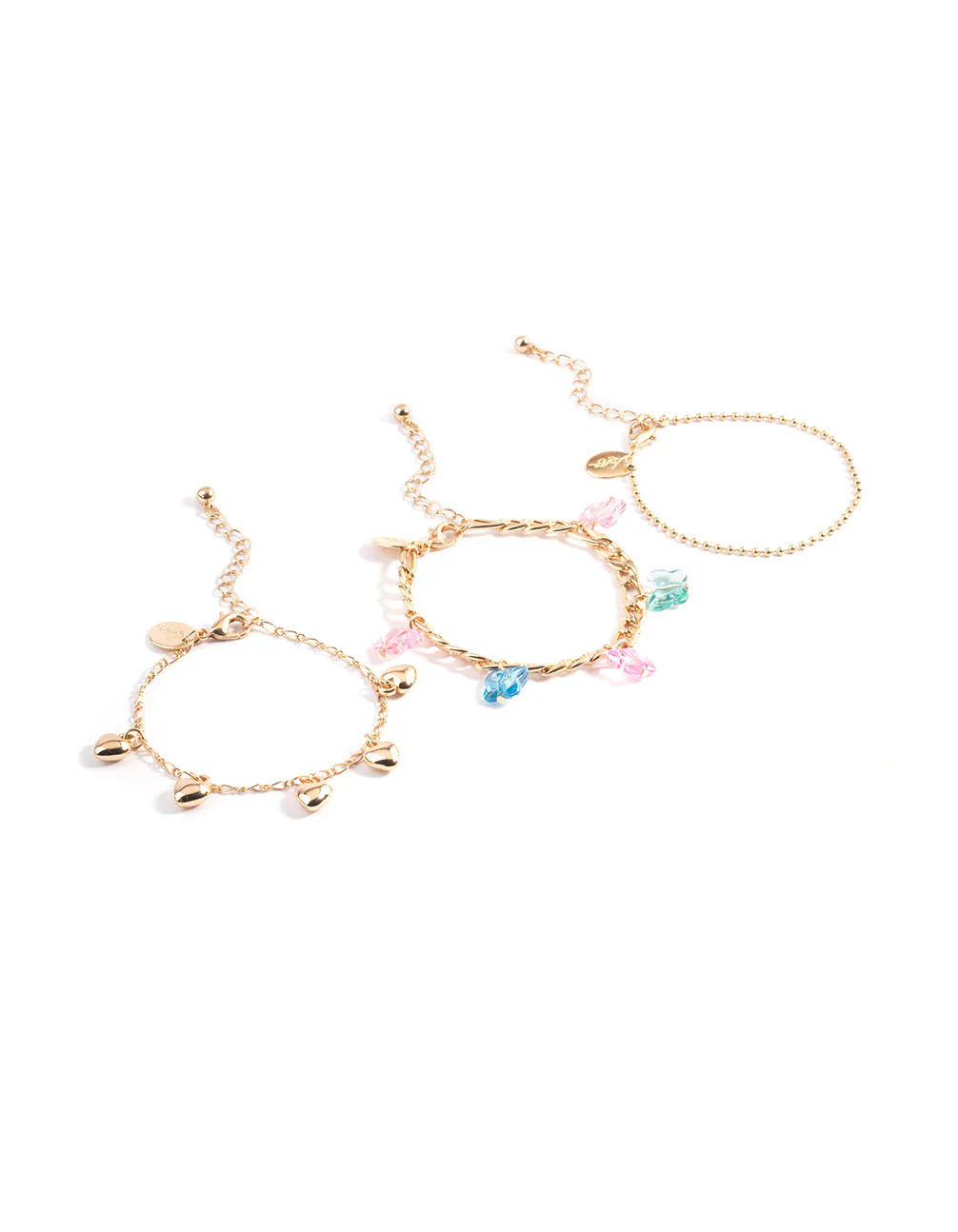 Gold Butterfly Puffy Heart Bracelet