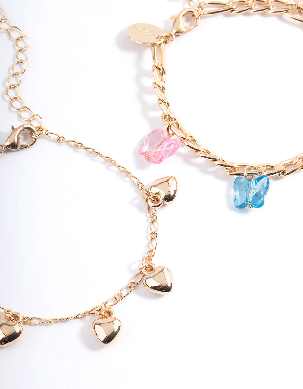 Gold Butterfly Puffy Heart Bracelet - Image 2