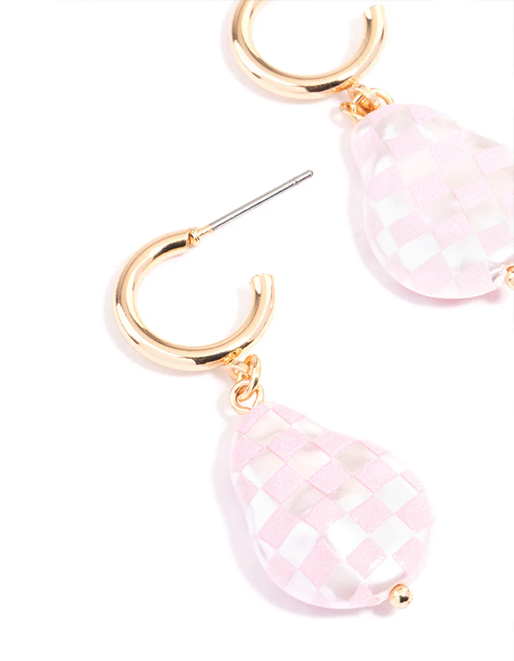 Gold & Pink Pearl Hoop Earrings - Image 2