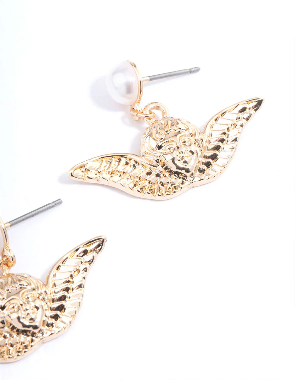 Gold Cherub Drop Earrings - Image 3
