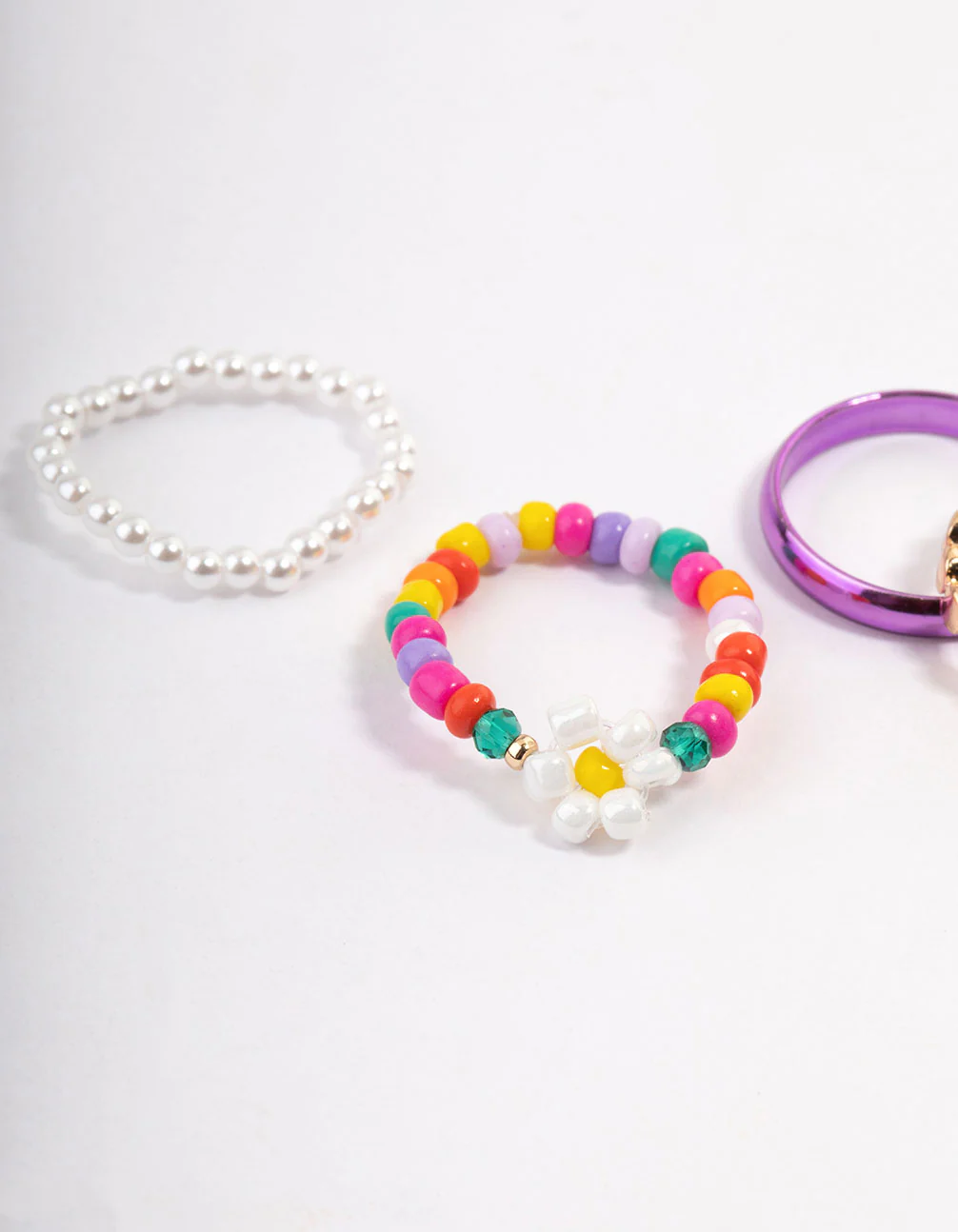 Gold Flower Bead Ring Pack - Image 2