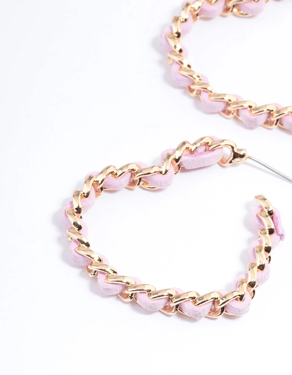 Gold & Pearl Suede Heart Hoop Earrings - Image 2
