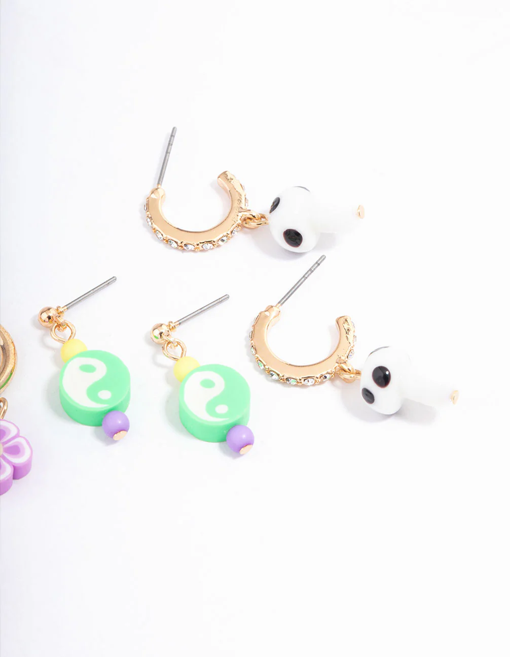 Pink Yin & Yang Stacker Earrings - Image 3