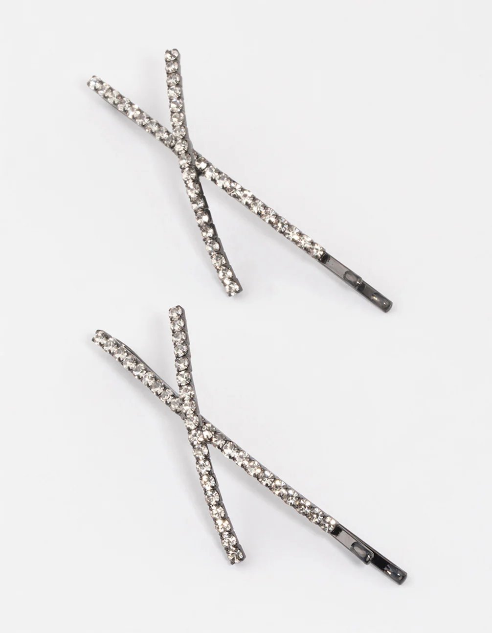 Gunmetal Cross Slide Hair Clips Pack - Image 2